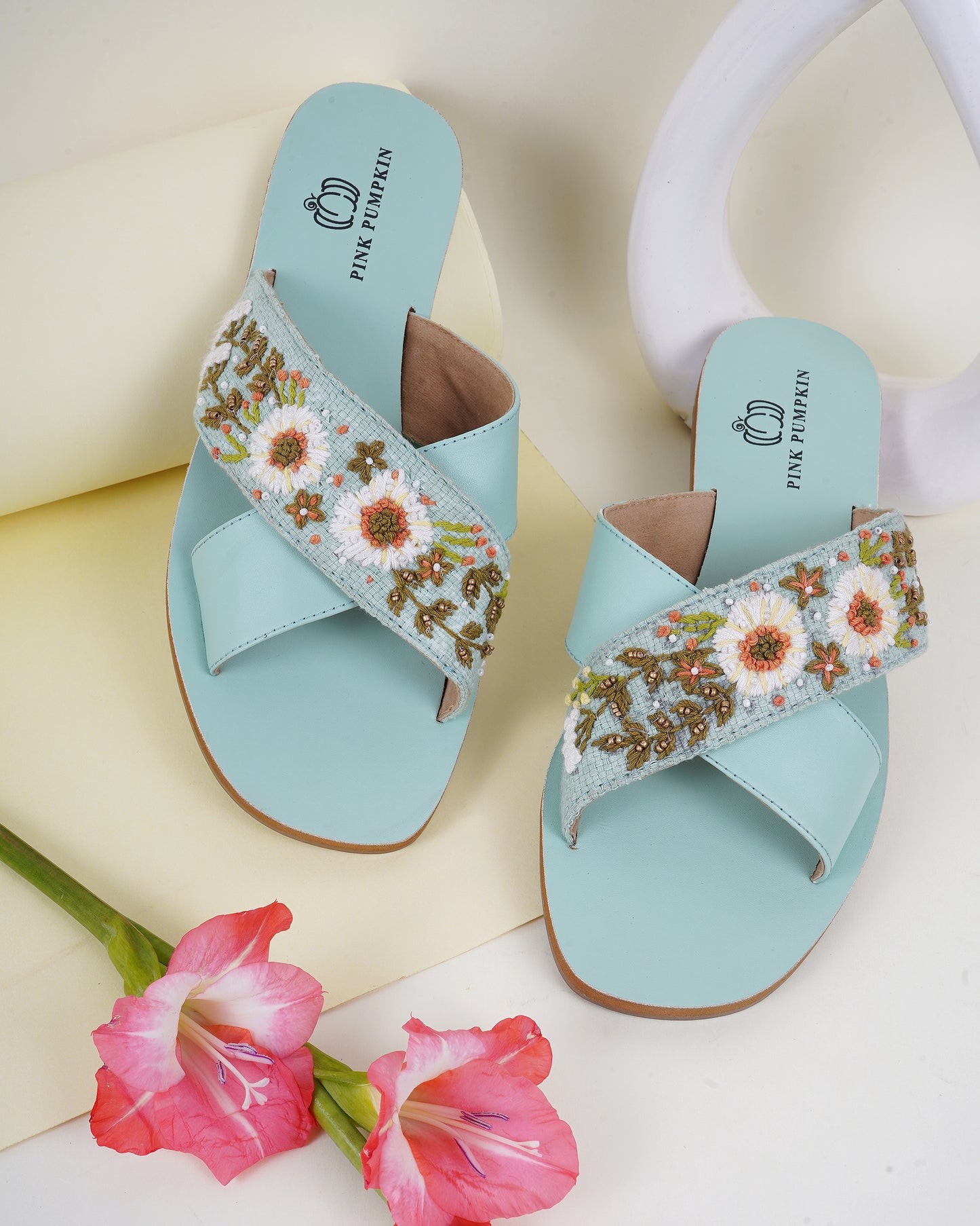 Floral Embroidered Cross-Strap Sandals for Women | Comfortable Sandals for Casual & Evening Wear