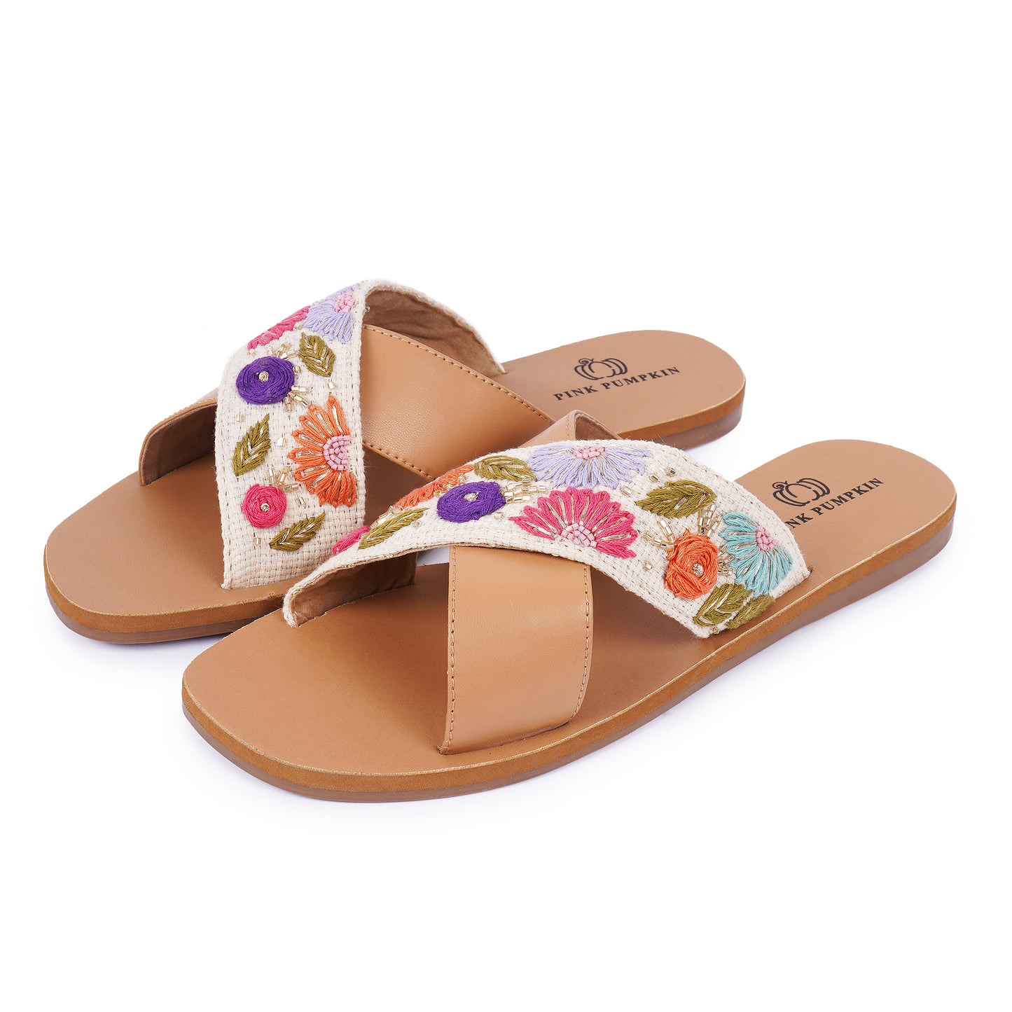 Women's Floral Embroidered Cross Strap Sandals | Casual and Wedding Occassional Sandal For Women & girls