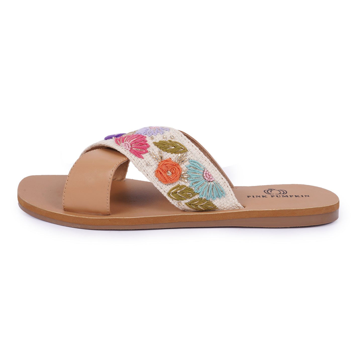 Women's Floral Embroidered Cross Strap Sandals | Casual and Wedding Occassional Sandal For Women & girls