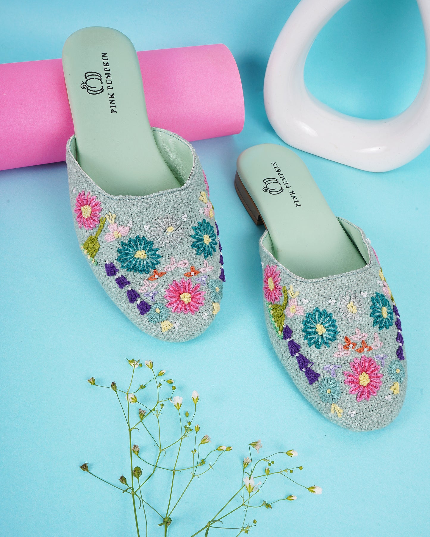 Women's Embroidered Floral Mules | Traditional Jutti Style