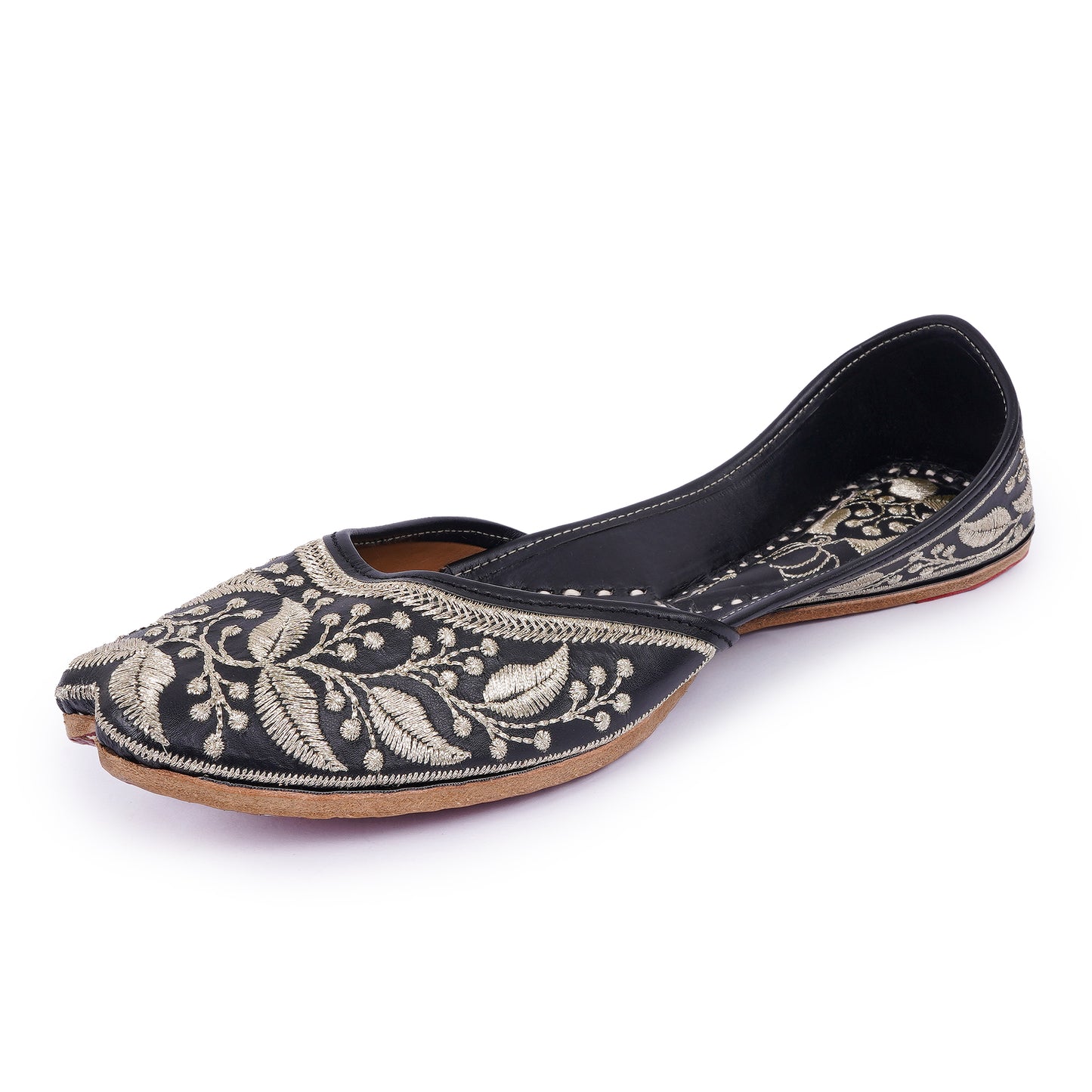 Stylish Punjabi Jutti | Women's Black Silver Ethnic Embroidered Jutti